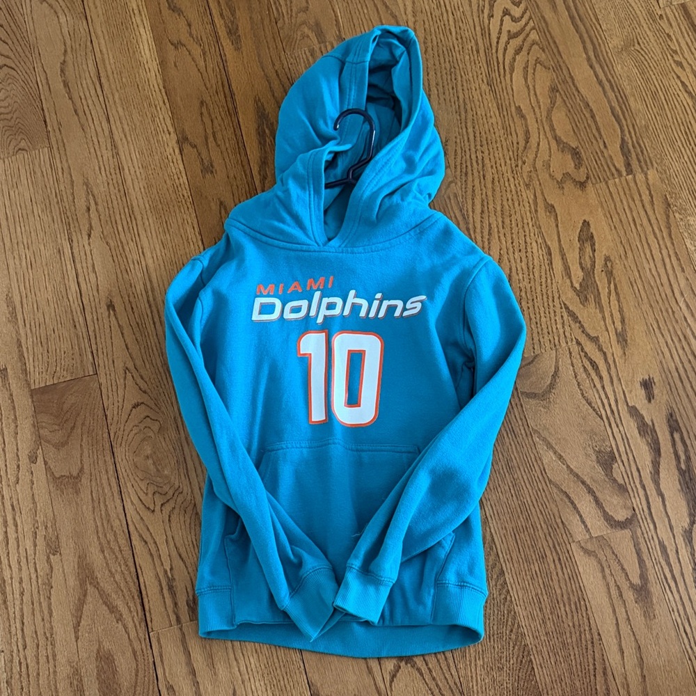Boys Miami Dolphins Turquoise Hooded Sweatshirt- Hill #10.